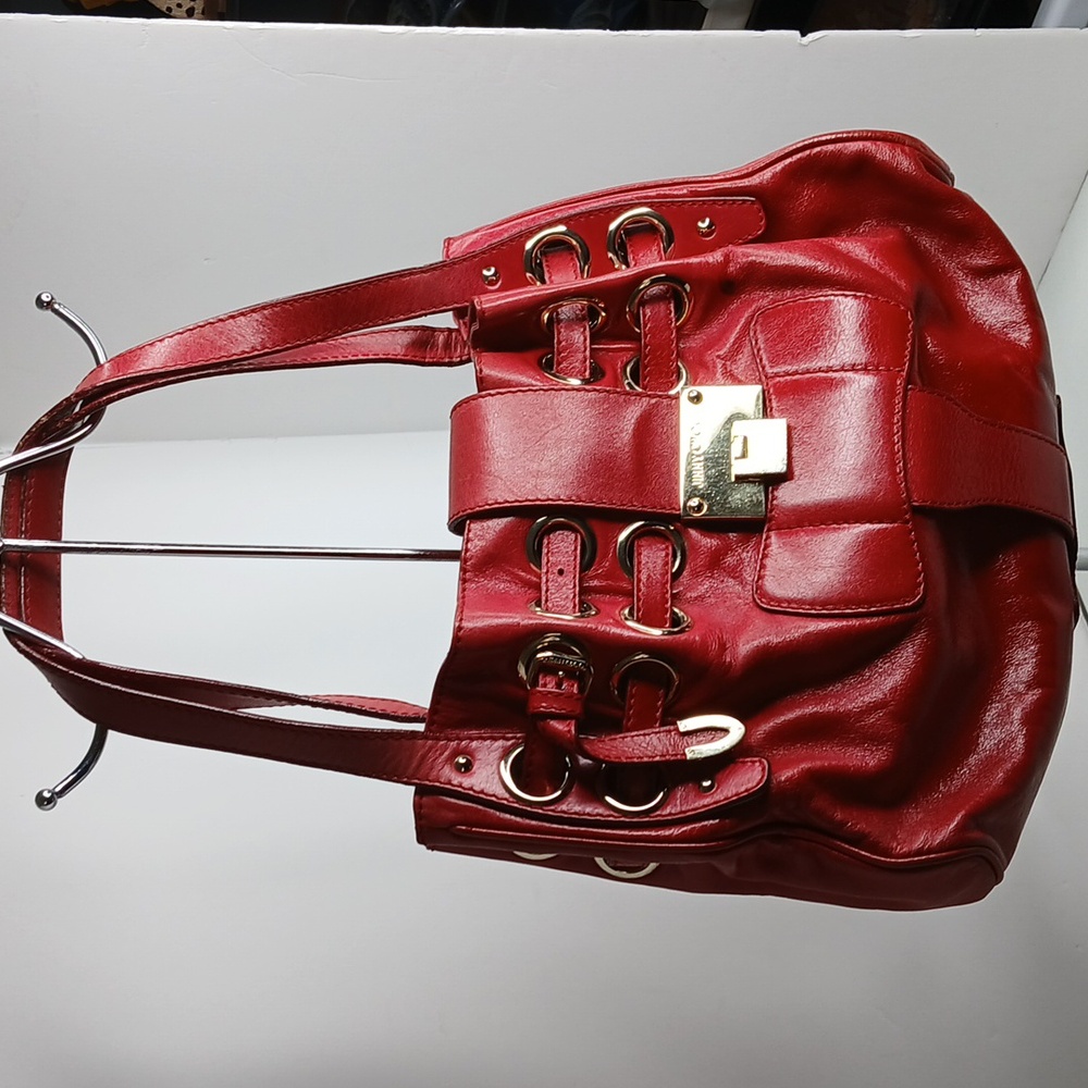 Jimmy Choo Crimson Leather Shoulder Bag